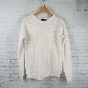 FOREVER 21 WHITE LONG SLEEVE CREW NECK KNIT SWEATER SIZE LARGE